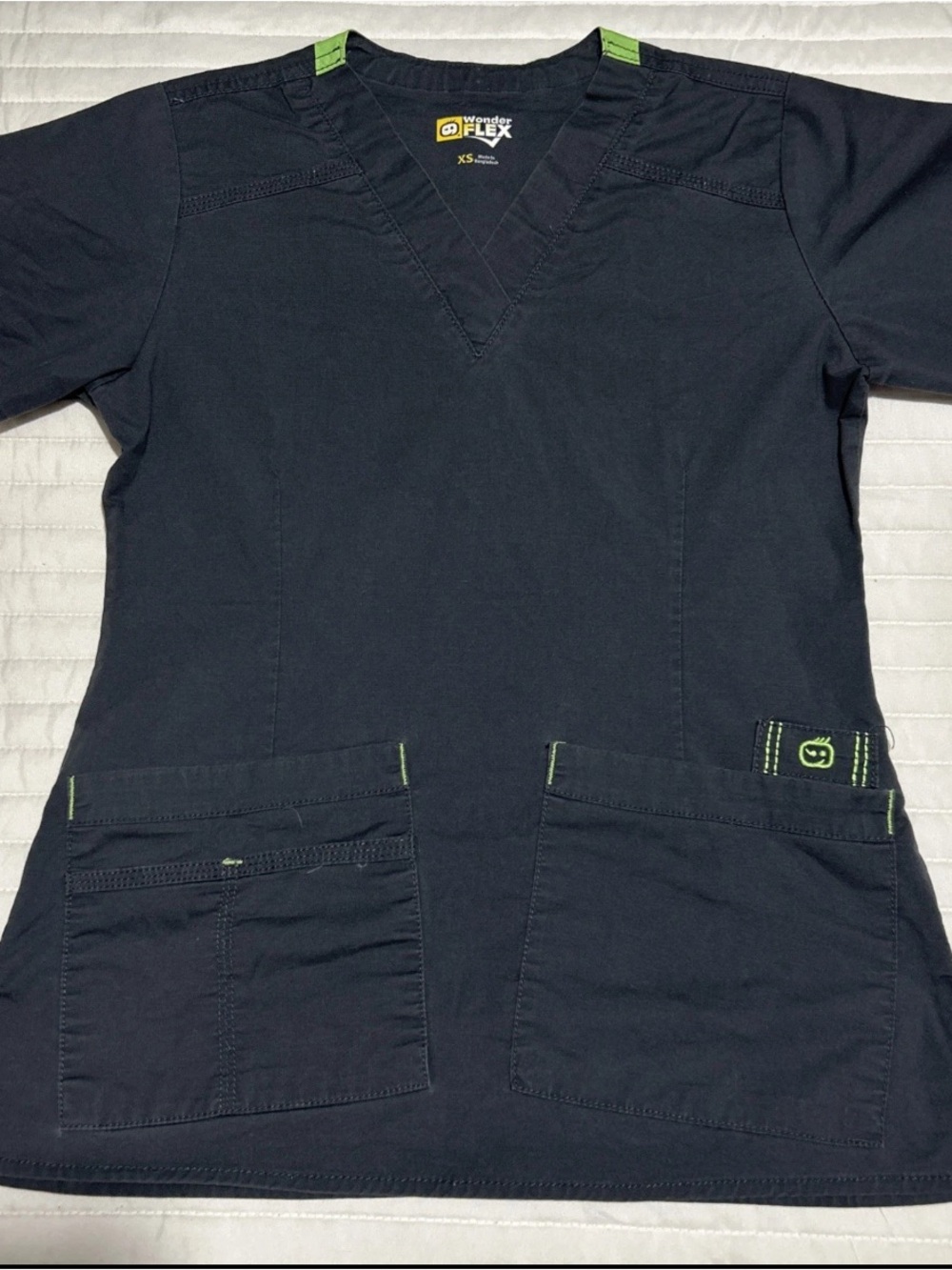 Wonder Flex Scrub Top Women's Shirt Gray XS Nurse Medical